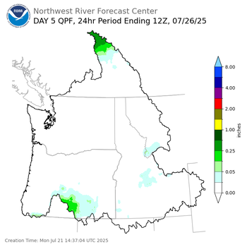 Day 5 (Friday): Precipitation Forecast ending Saturday, July 26 at 5 am PDT
