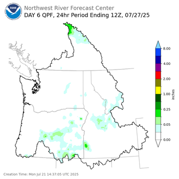 Day 6 (Saturday): Precipitation Forecast ending Sunday, July 27 at 5 am PDT