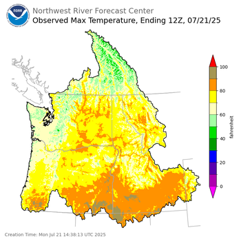 Maximum Temperatures ending Sunday, July 20 at 9 pm PDT