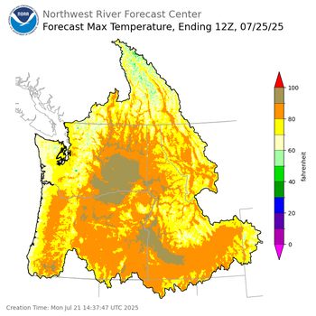 Day 4 (Thursday): Max Temperature Forecast ending Friday, July 25 at 5 am PDT