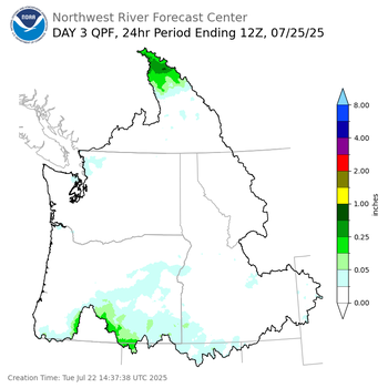 Day 3 (Thursday): Precipitation Forecast ending Friday, July 25 at 5 am PDT
