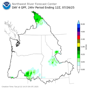 Day 4 (Friday): Precipitation Forecast ending Saturday, July 26 at 5 am PDT