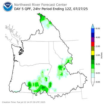 Day 5 (Saturday): Precipitation Forecast ending Sunday, July 27 at 5 am PDT