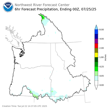 Day 3 (Thursday): 6 Hourly Precipitation Forecast  ending Thursday, July 24 at 5 pm PDT
