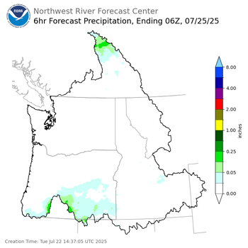 Day 3 (Thursday): 6 Hourly Precipitation Forecast  ending Thursday, July 24 at 11 pm PDT