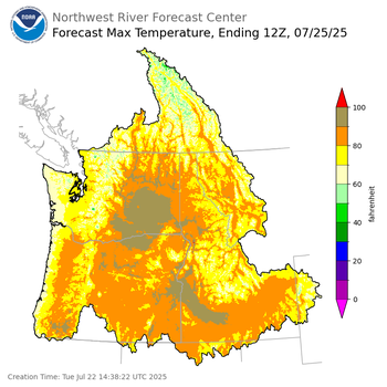 Day 3 (Thursday): Max Temperature Forecast ending Friday, July 25 at 5 am PDT