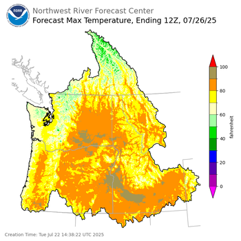 Day 4 (Friday): Max Temperature Forecast ending Saturday, July 26 at 5 am PDT