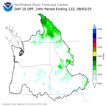 Day 10 (Friday): Precipitation Forecast ending Saturday, August 2 at 5 am PDT