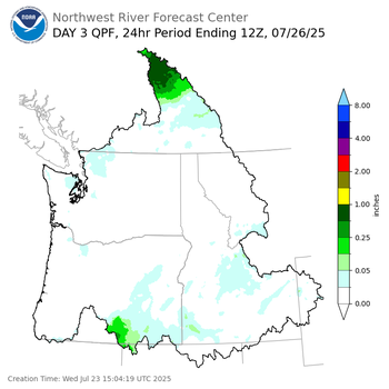 Day 3 (Friday): Precipitation Forecast ending Saturday, July 26 at 5 am PDT