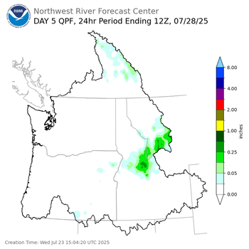 Day 5 (Sunday): Precipitation Forecast ending Monday, July 28 at 5 am PDT