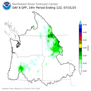 Day 8 (Wednesday): Precipitation Forecast ending Thursday, July 31 at 5 am PDT