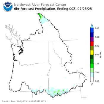 Day 2 (Thursday): 6 Hourly Precipitation Forecast  ending Thursday, July 24 at 5 pm PDT
