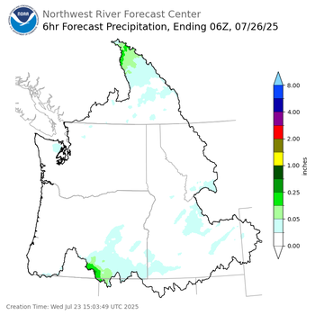 Day 3 (Friday): 6 Hourly Precipitation Forecast  ending Friday, July 25 at 11 pm PDT