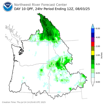 Day 10 (Saturday): Precipitation Forecast ending Sunday, August 3 at 5 am PDT