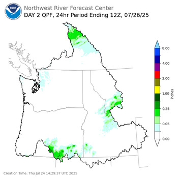Day 2 (Friday): Precipitation Forecast ending Saturday, July 26 at 5 am PDT