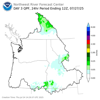 Day 3 (Saturday): Precipitation Forecast ending Sunday, July 27 at 5 am PDT