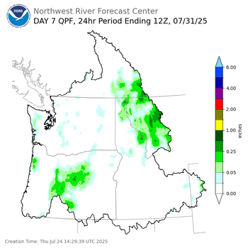 Day 7 (Wednesday): Precipitation Forecast ending Thursday, July 31 at 5 am PDT