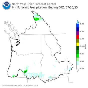 Day 1 (Thursday): 6 Hourly Precipitation Forecast ending Thursday, July 24 at 11 pm PDT