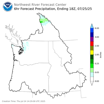Day 2 (Friday): 6 Hourly Precipitation Forecast  ending Friday, July 25 at 11 am PDT