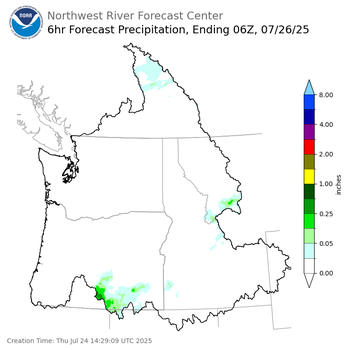 Day 2 (Friday): 6 Hourly Precipitation Forecast  ending Friday, July 25 at 11 pm PDT