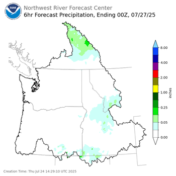 Day 3 (Saturday): 6 Hourly Precipitation Forecast  ending Saturday, July 26 at 5 pm PDT