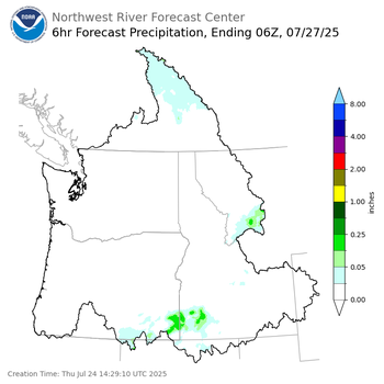 Day 3 (Saturday): 6 Hourly Precipitation Forecast  ending Saturday, July 26 at 11 pm PDT