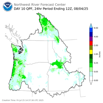 Day 10 (Sunday): Precipitation Forecast ending Monday, August 4 at 5 am PDT