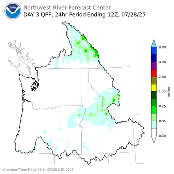 Day 3 (Sunday): Precipitation Forecast ending Monday, July 28 at 5 am PDT