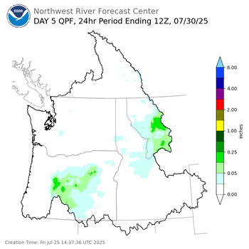 Day 5 (Tuesday): Precipitation Forecast ending Wednesday, July 30 at 5 am PDT