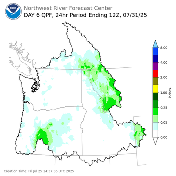 Day 6 (Wednesday): Precipitation Forecast ending Thursday, July 31 at 5 am PDT