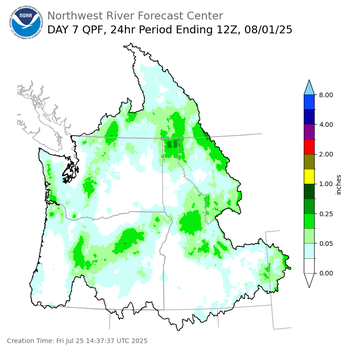 Day 7 (Thursday): Precipitation Forecast ending Friday, August 1 at 5 am PDT
