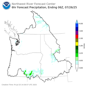 Day 1 (Friday): 6 Hourly Precipitation Forecast ending Friday, July 25 at 11 pm PDT