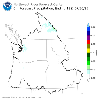 Day 1 (Friday): 6 Hourly Precipitation Forecast ending Saturday, July 26 at 5 am PDT