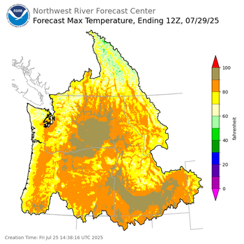 Day 4 (Monday): Max Temperature Forecast ending Tuesday, July 29 at 5 am PDT