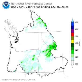 Day 2 (Sunday): Precipitation Forecast ending Monday, July 28 at 5 am PDT