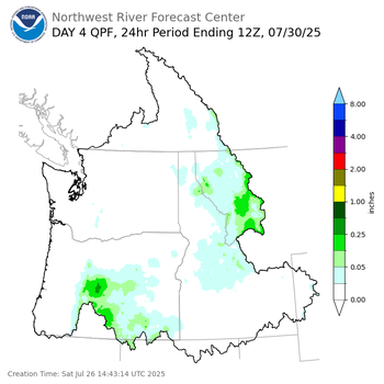 Day 4 (Tuesday): Precipitation Forecast ending Wednesday, July 30 at 5 am PDT