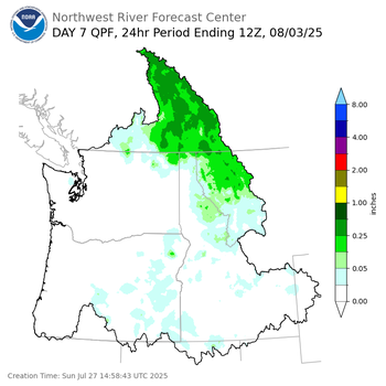 Day 7 (Saturday): Precipitation Forecast ending Sunday, August 3 at 5 am PDT