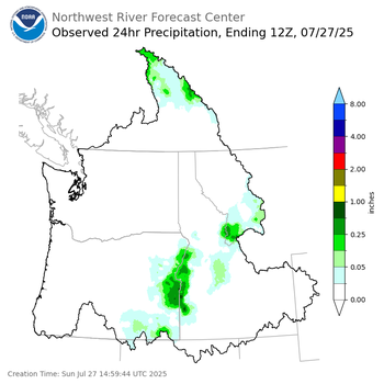 Observed Precipitation ending Sunday, July 27 at 5 am PDT