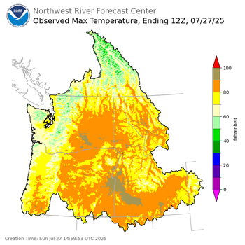 Maximum Temperatures ending Saturday, July 26 at 9 pm PDT