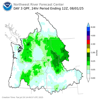 Day 3 (Thursday): Precipitation Forecast ending Friday, August 1 at 5 am PDT