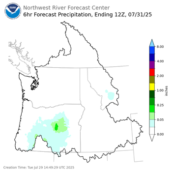 Day 2 (Wednesday): 6 Hourly Precipitation Forecast  ending Thursday, July 31 at 5 am PDT